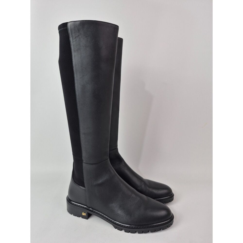Stuart Weitzman Women's Black City Knee High Leather Boots Size 7 B SJ198